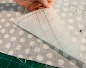 Original pattern and resulting lines on fabric 